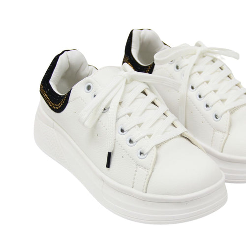 TENIS BLANCOS X TALON NEGRO CON BRLLANTES REF: 33-L79-3